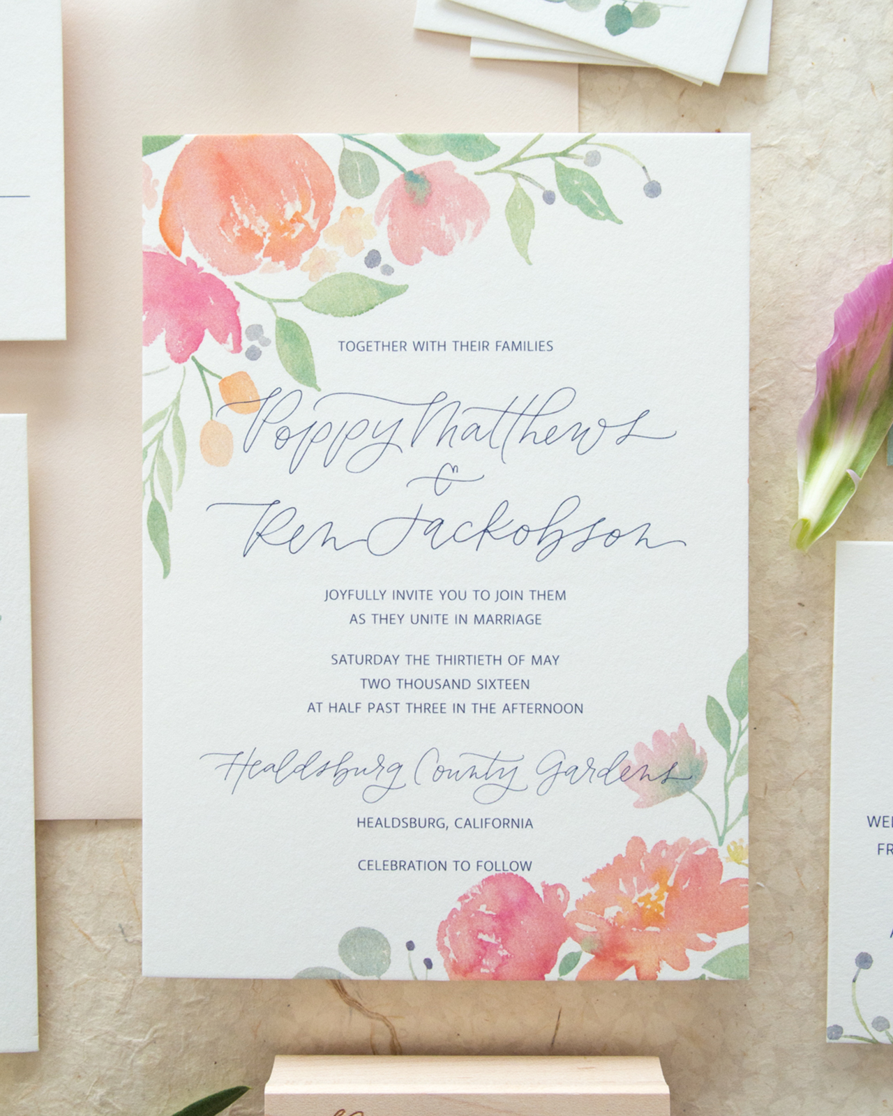 1280x1600 Whimsical Poppy And Eucalyptus Watercolor Wedding Invitations