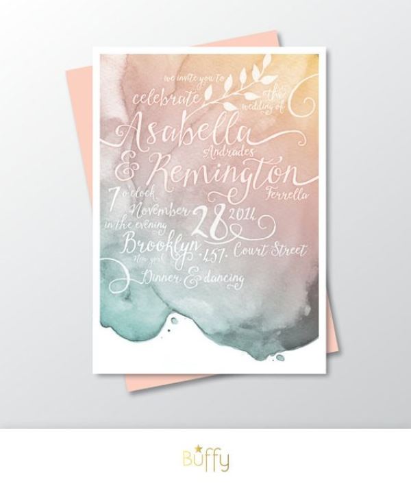 600x709 Watercolor Wedding Invitations Watercolor Wedding Invitations With