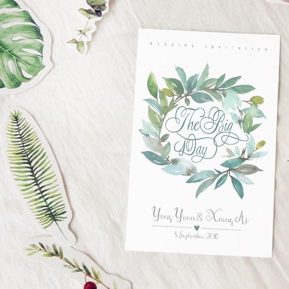 580x580 20 Pcs Tropical Watercolor Wedding Invitation Card Wedding Shop