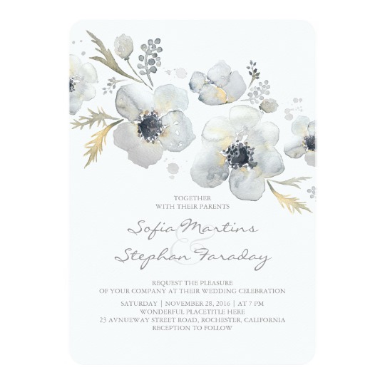 540x540 Anemones Vintage Bouquet Watercolor Wedding Invitation