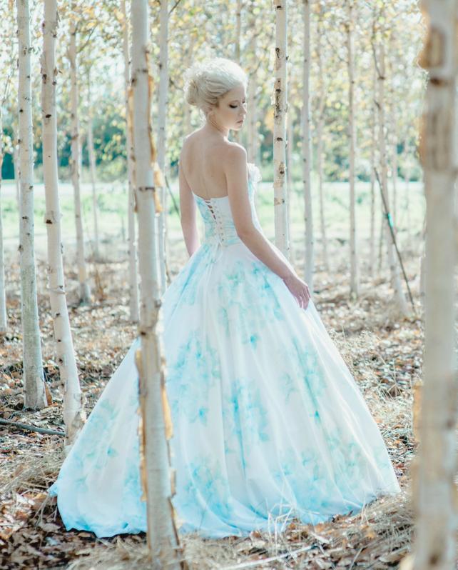 642x798 Blue Floral Wedding Dress Watercolor Bonaparte Chiffon Free Etsy