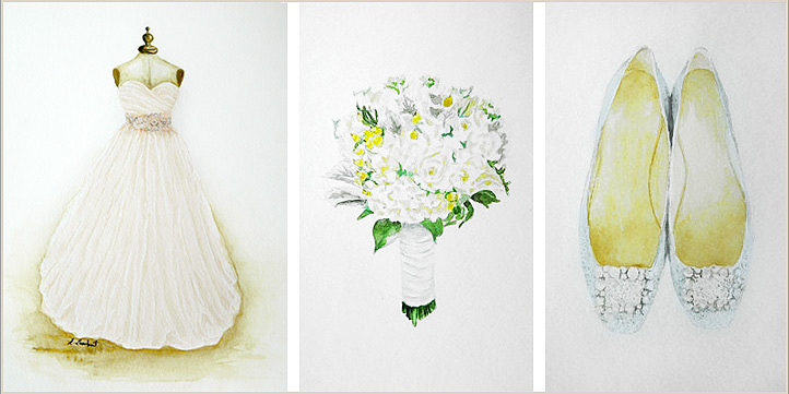 722x361 Watercolor Painting Of A Wedding Photograph Jessica Schmitt