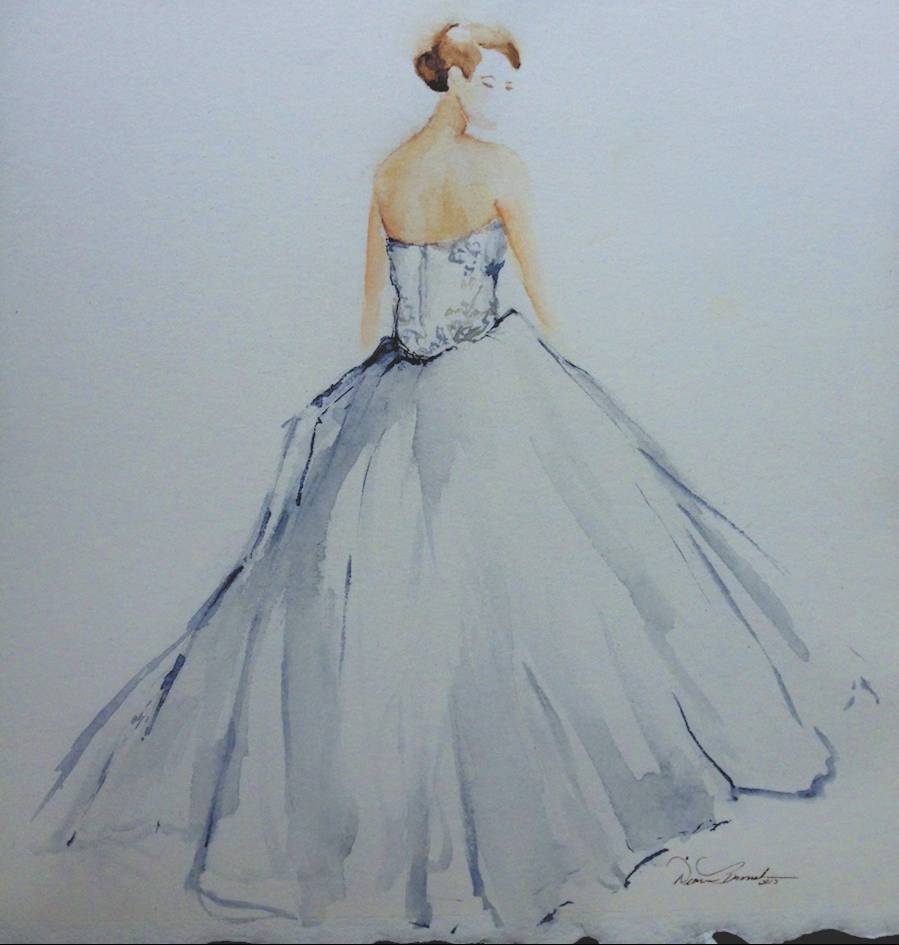 899x945 Wedding Dress Paintings By Diane Bronstein