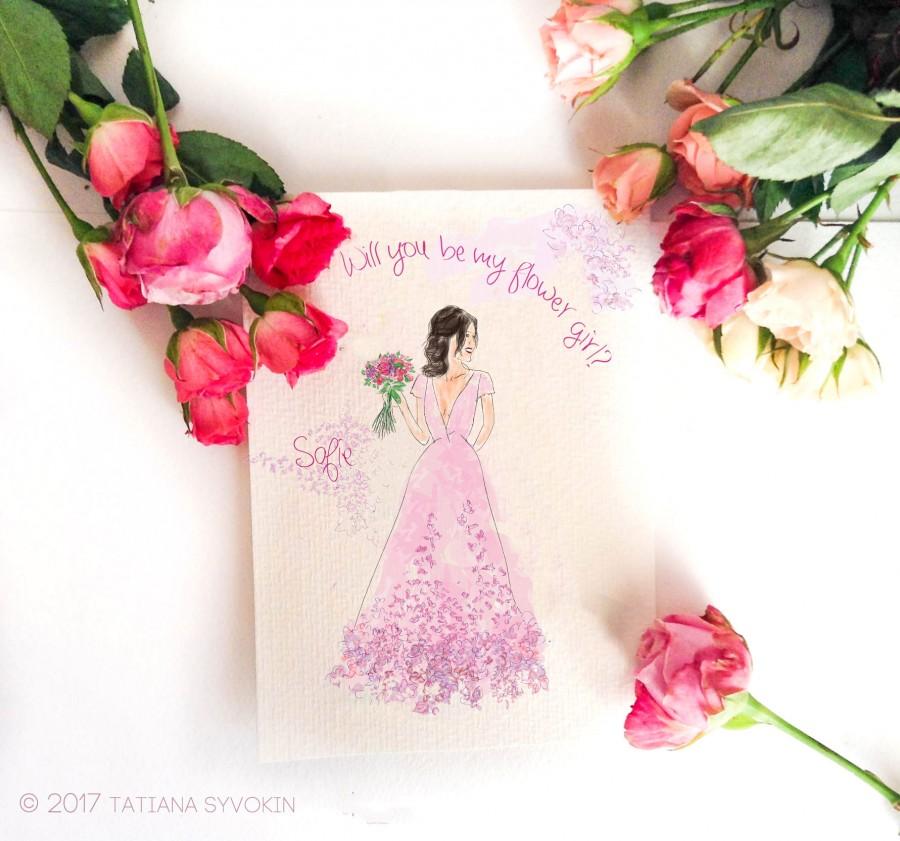 900x841 Will You Be My Flower Girl Card Painted Card Pink Floral Card