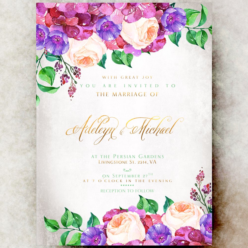 1000x1000 Floral Wedding Invitation Printable