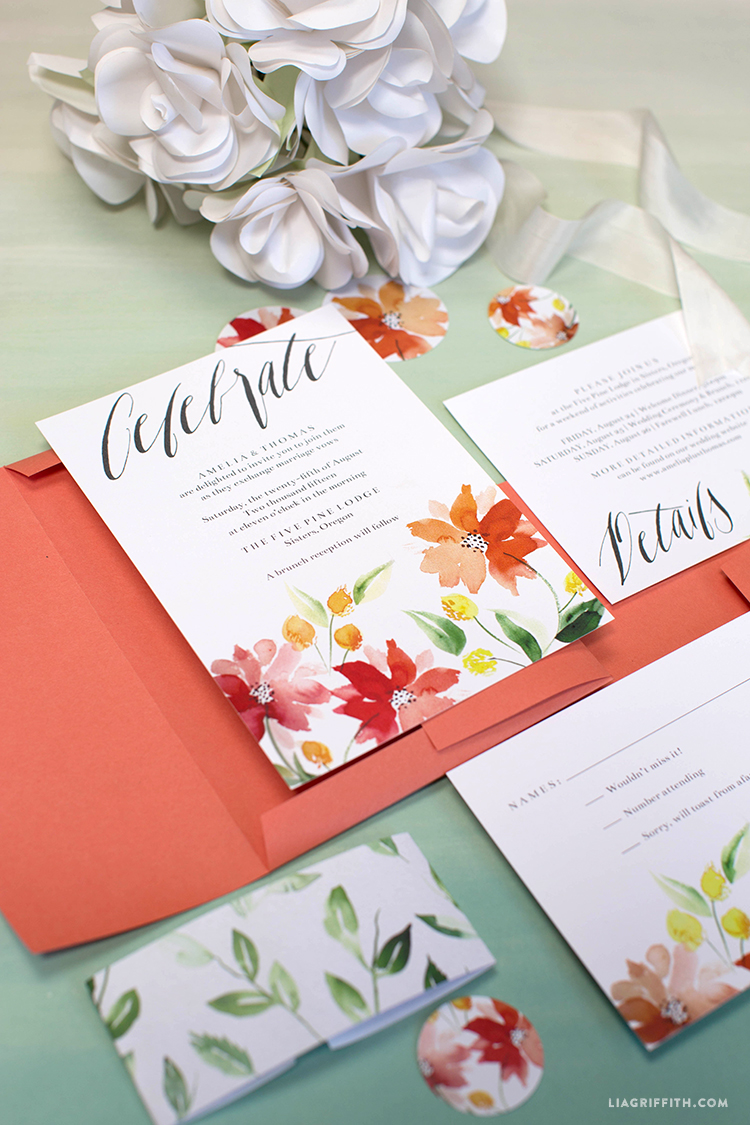 750x1125 Watercolor Wedding Invitations