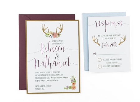 450x330 Woodland Watercolor Wedding Invitation Template