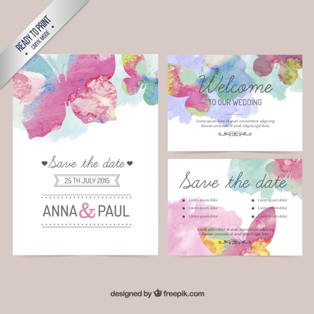 626x626 Free Watercolor Wedding Invitation Templates