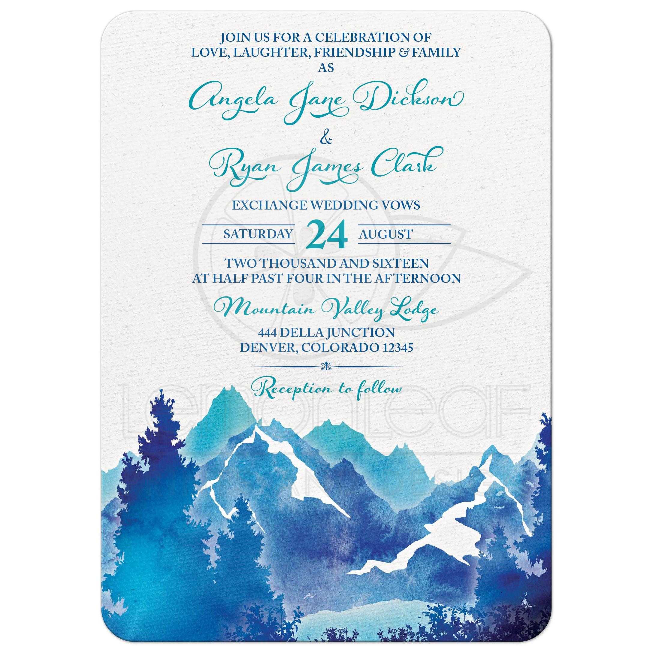 2175x2175 Mountain Wedding Invitation Watercolor Royal Blue Turquoise