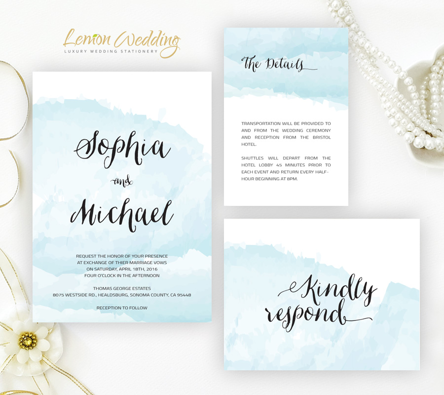 900x800 Watercolor Wedding Invitation Kits