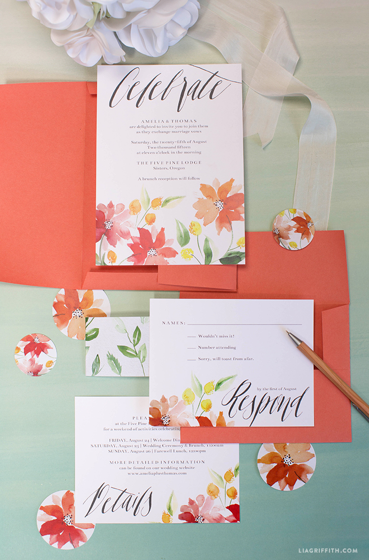 750x1138 Watercolor Wedding Invitations