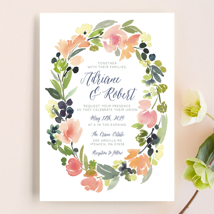 706x706 Watercolor Wreath Wedding Invitations By Yao Cheng Design Minted