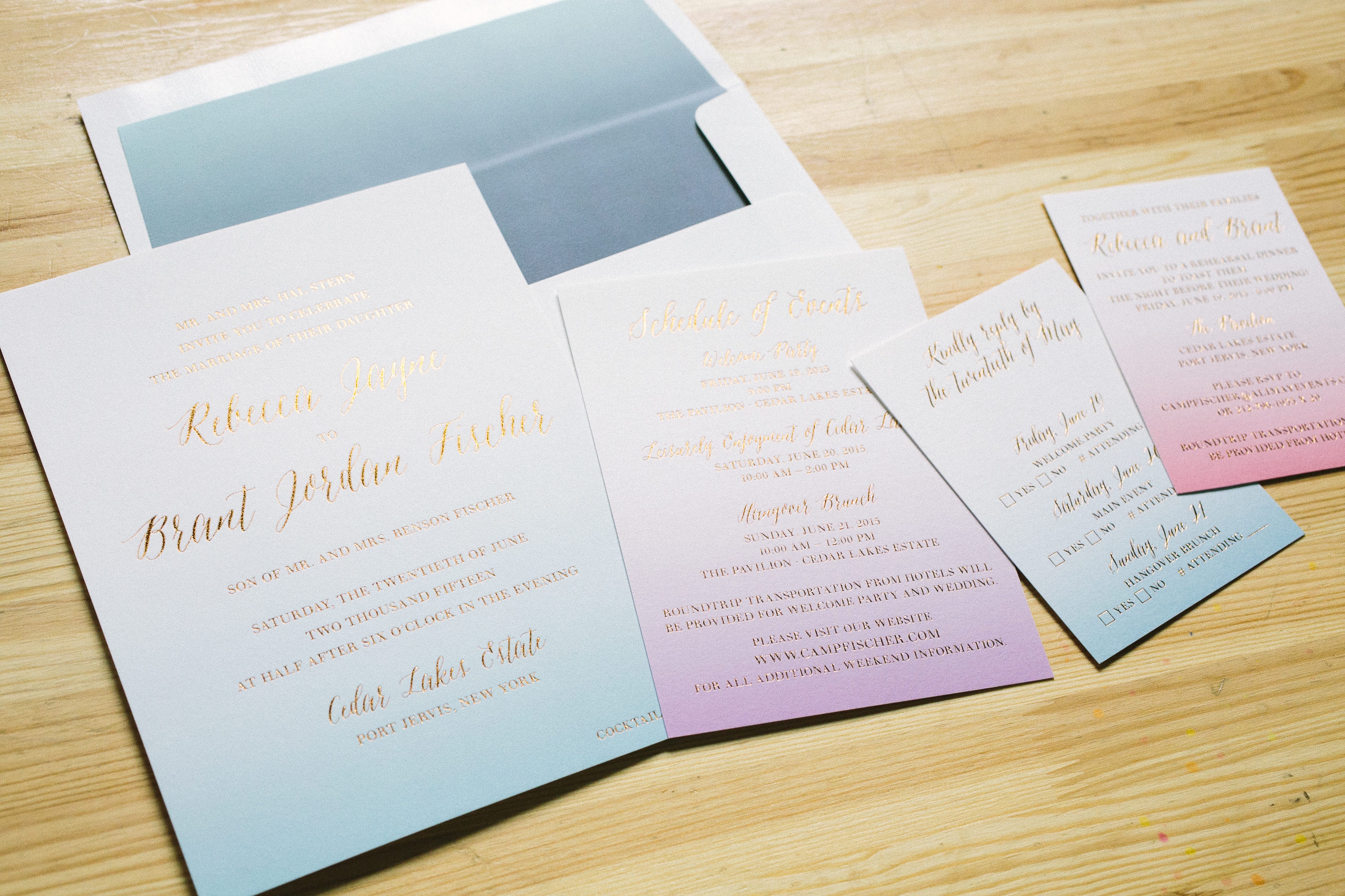 5120x3413 Foil + Digital Watercolor Wedding Invitations