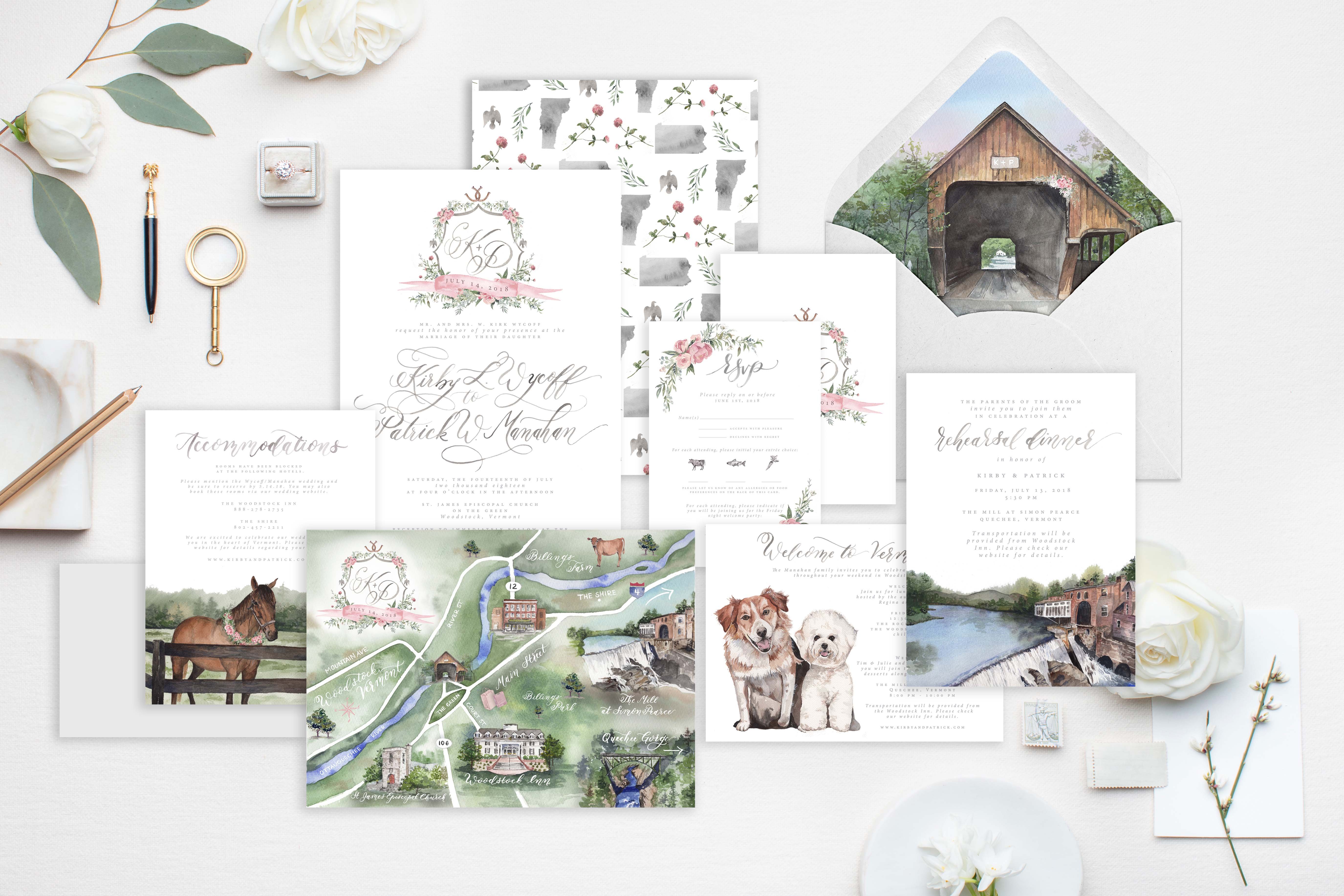 5500x3667 Custom Watercolor Wedding Invitations Cami Monet