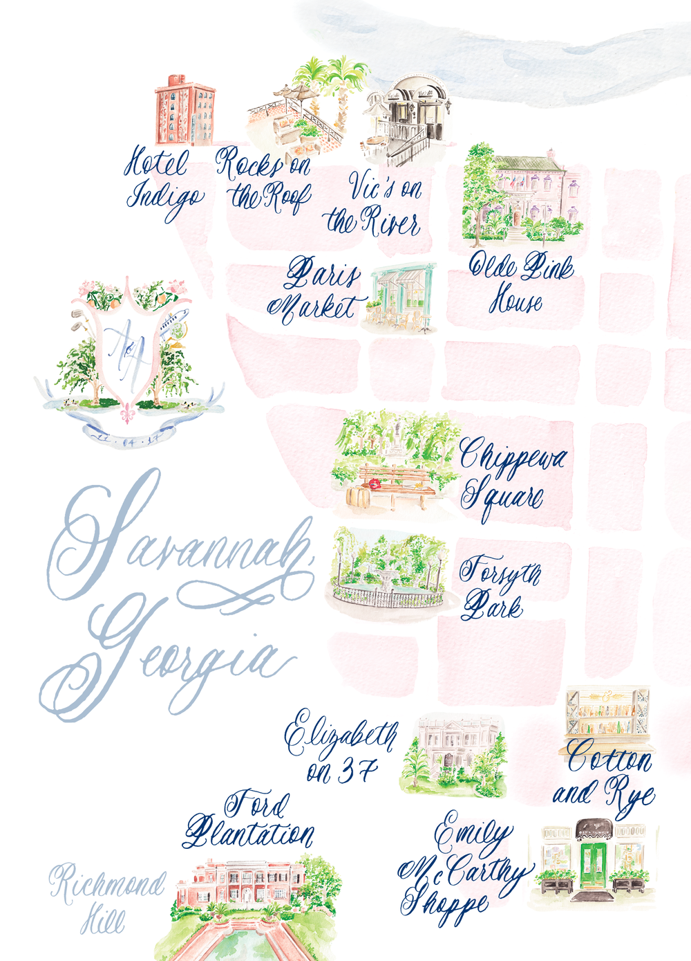 1000x1389 Custom Watercolor Map Simply Jessica Marie