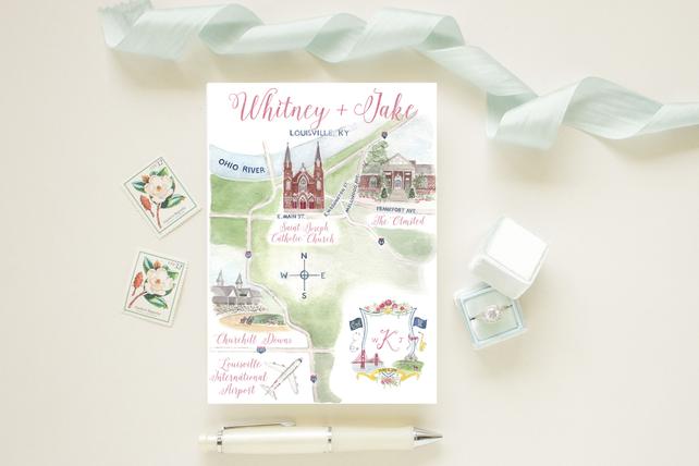 642x428 Custom Watercolor Wedding Map Custom Wedding Map Save The Etsy