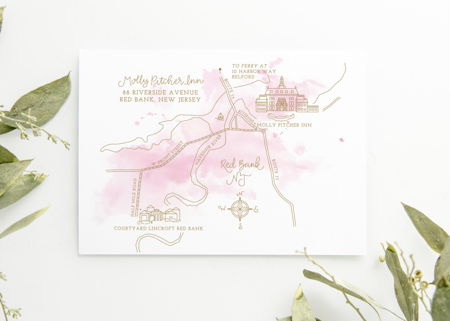 1500x1072 Illustrated Wedding Map With Watercolor Fresh Cut Prints