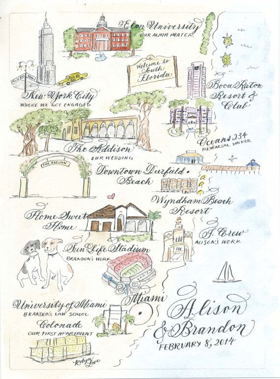 570x770 Watercolor Wedding Map Diy Print