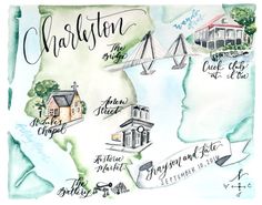 236x185 Watercolor Wedding Map By E.danae Featuring The Beautiful