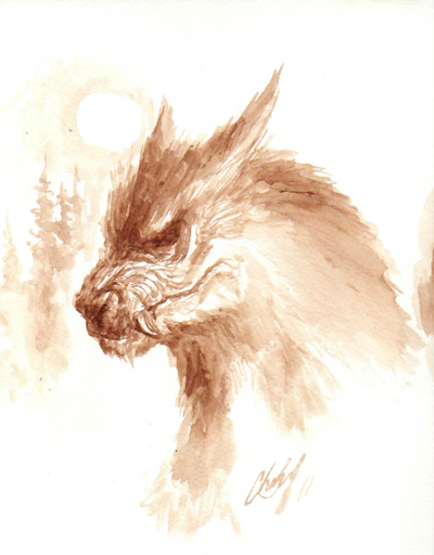 400x512 Werewolf Watercolor Sketch By Chrisscalf