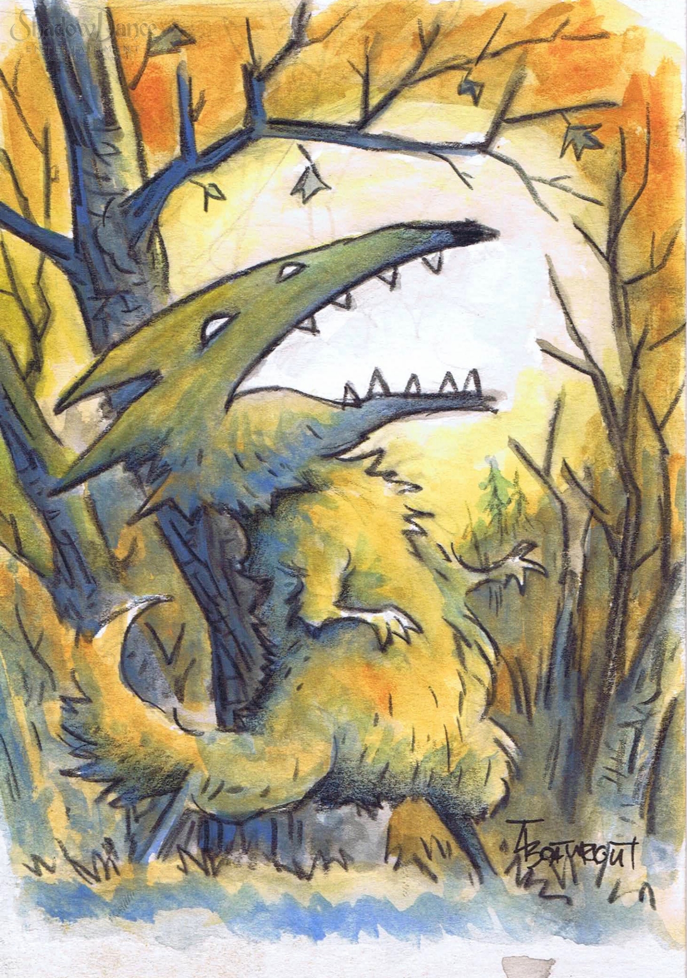 1406x2000 Little Werewolf Watercolor Painting By Thomas Boatwright, In Dave