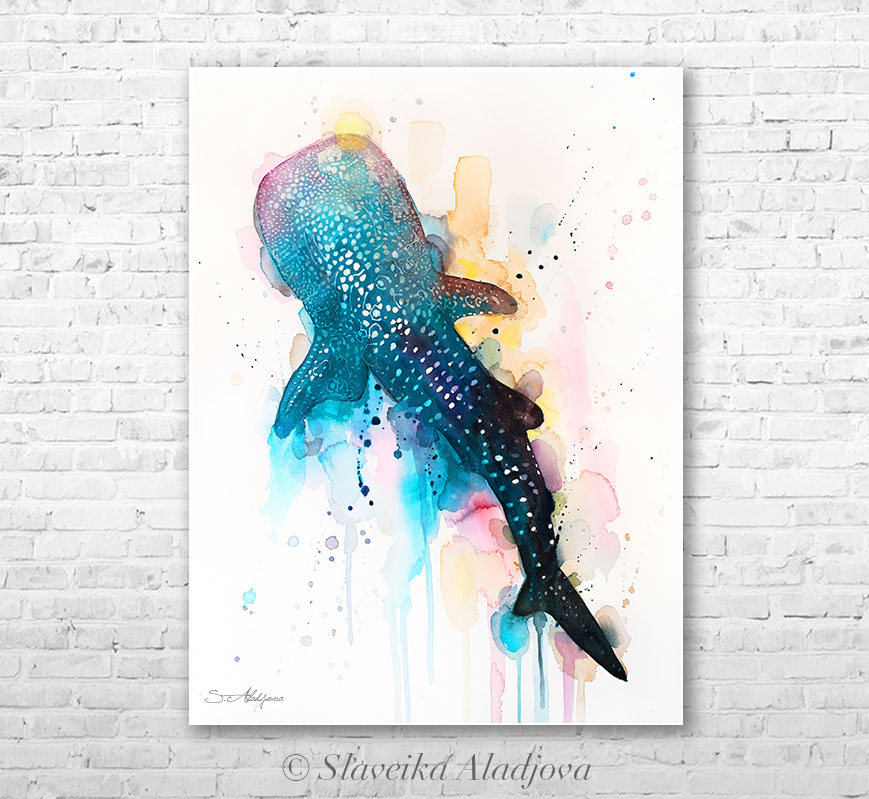 869x799 Whale Shark Watercolor Painting Print By Slaveika Aladjova Etsy
