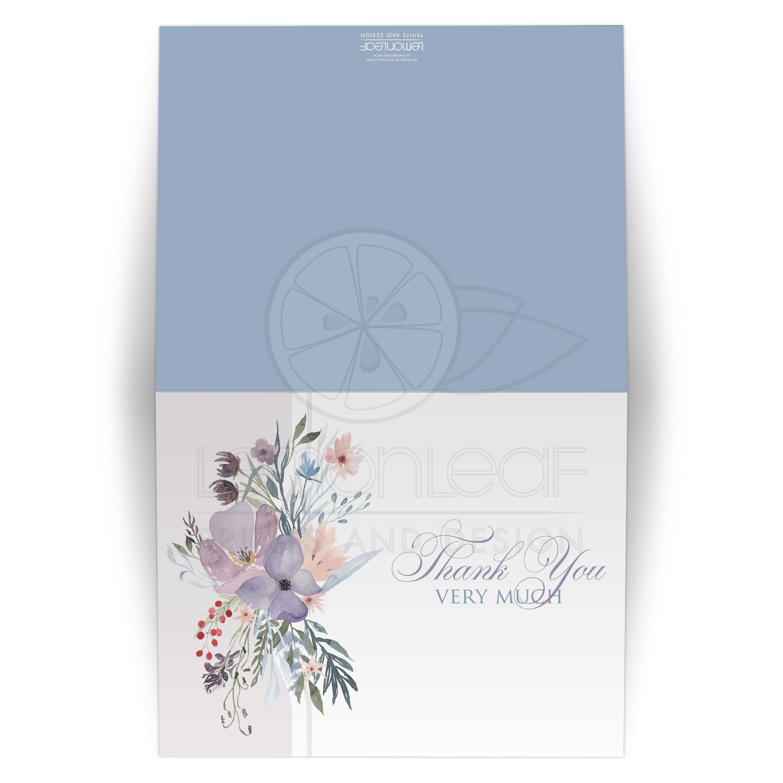 2738x2738 Bohemian Wildflowers Thank You Card (Blank) Smoky Blue, Plum