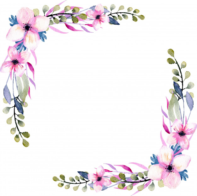 626x623 Watercolor Wildflowers And Green Branches Corner Borders Vector