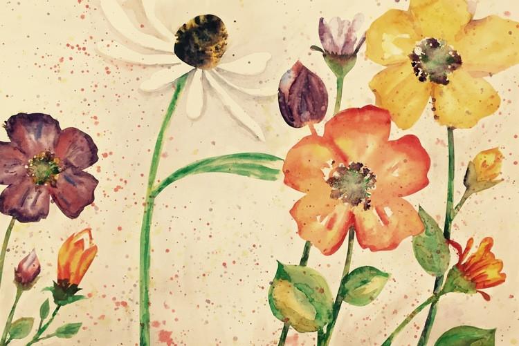 750x501 Wildflowers Pre Masked 12x16 Watercolor Canvas To Paint