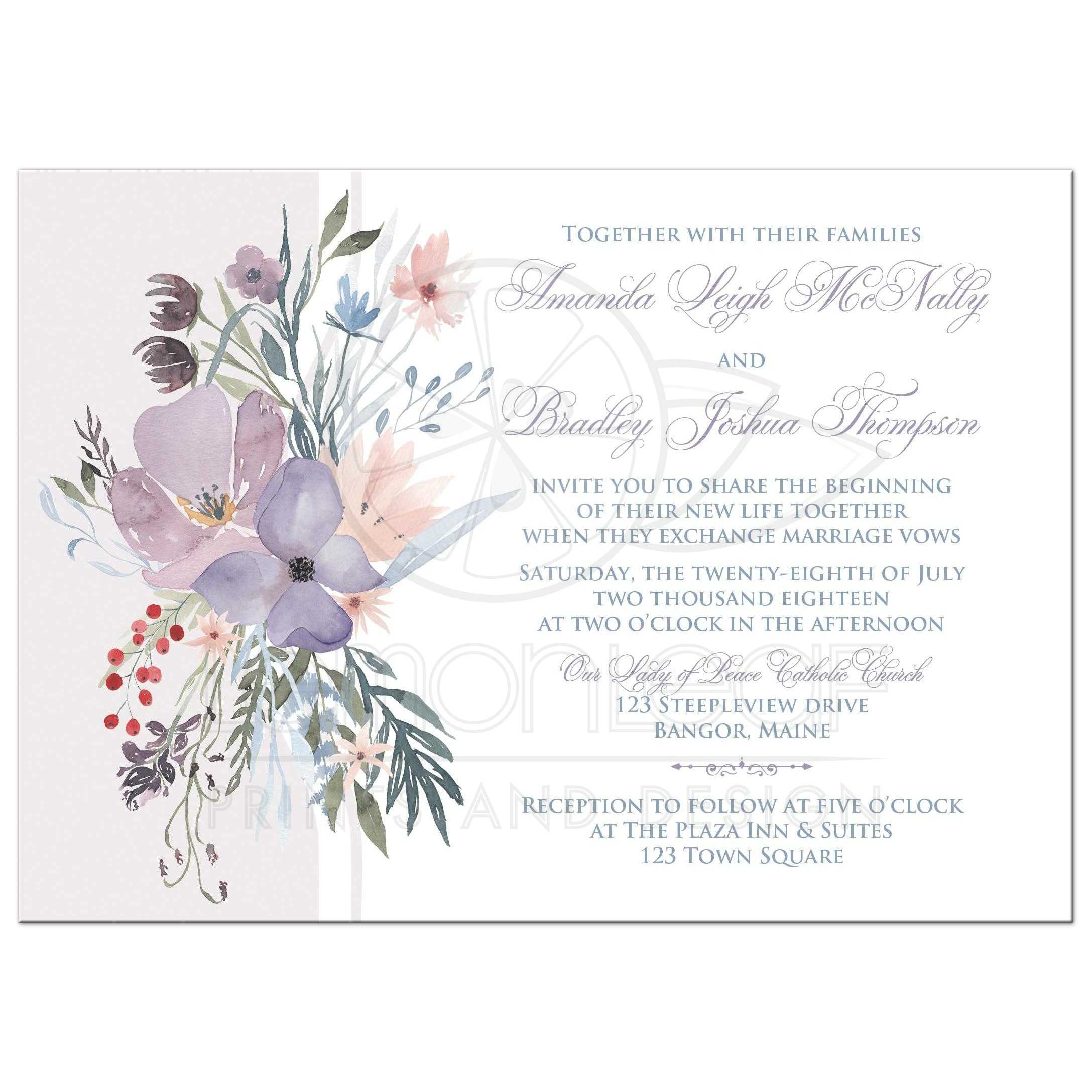 2175x2175 Bohemian Wildflowers Wedding Invitation Smoky Lavender, Blue