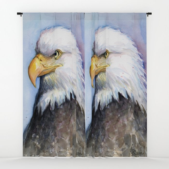 700x700 Bald Eagle Watercolor Bird Wildlife Animals Window Curtains By