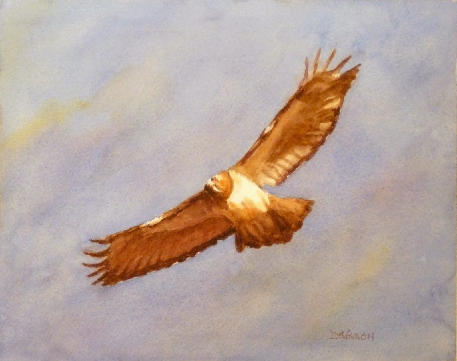 1600x1266 Daily Painting Projects Hawk In Winter Sky Watercolor Painting