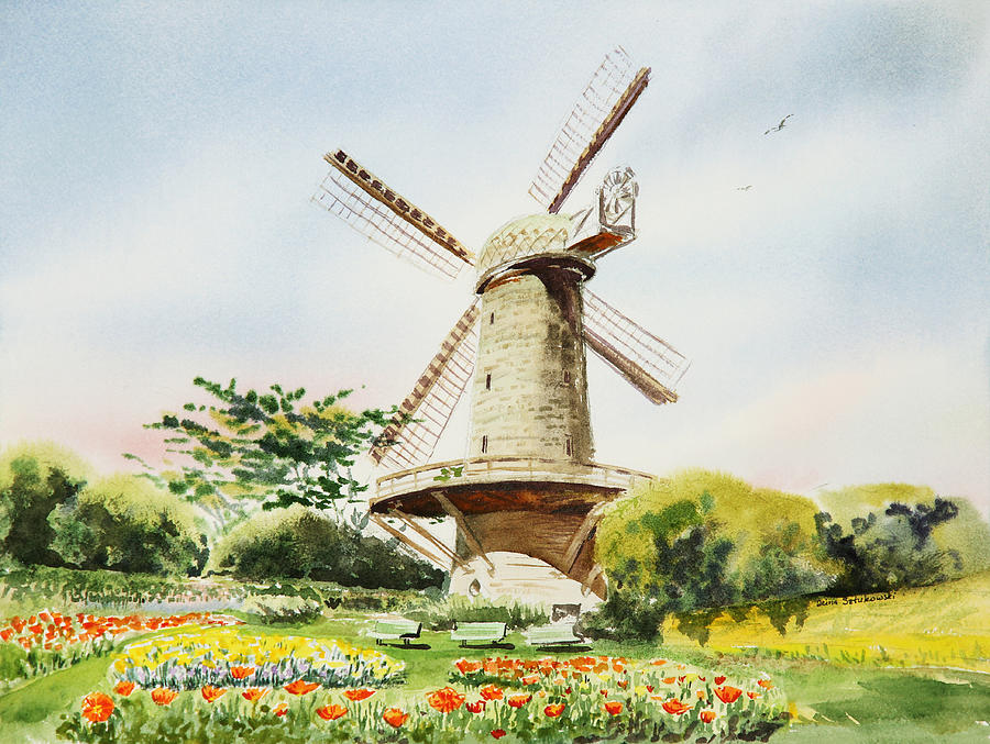 900x677 Dutch Windmill In San Francisco Painting By Irina Sztukowski
