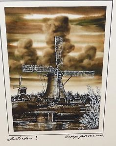 237x300 George Pal Amsterdam Original Watercolor Windmill Painting Ebay