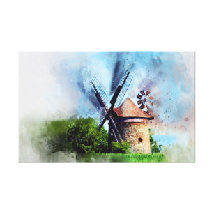 307x307 Watercolor Windmill Art Amp Wall Zazzle