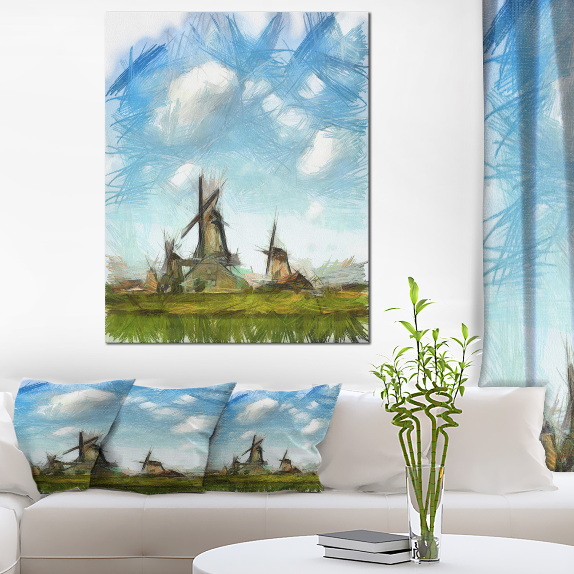 2000x2000 Watercolor Windmill In Netherlands