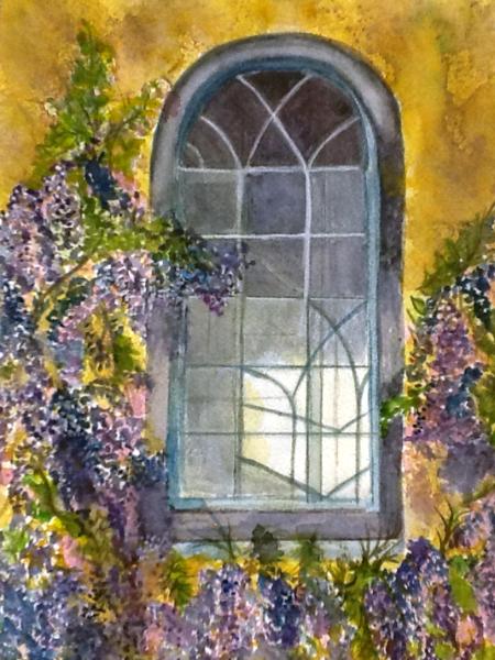 450x600 Wisteria On The Window, Watercolor
