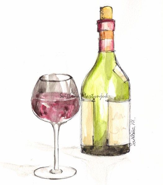 525x596 Drawing Glass, Illustration, Svitlana Martynjuk, Watercolor, Wine