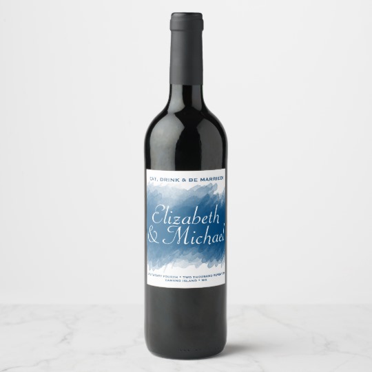 540x540 Blueberry Brush Watercolor Wine Bottle Label