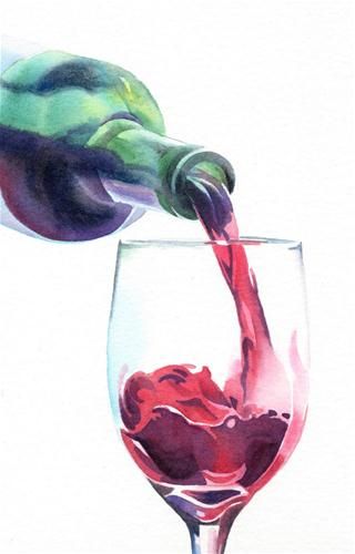 320x500 Red, Red Wine Watercolor Painting