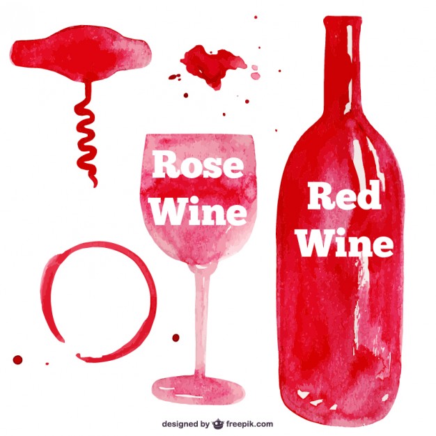 626x626 Red Watercolor Wine Glass And Bottle Vector Free Download