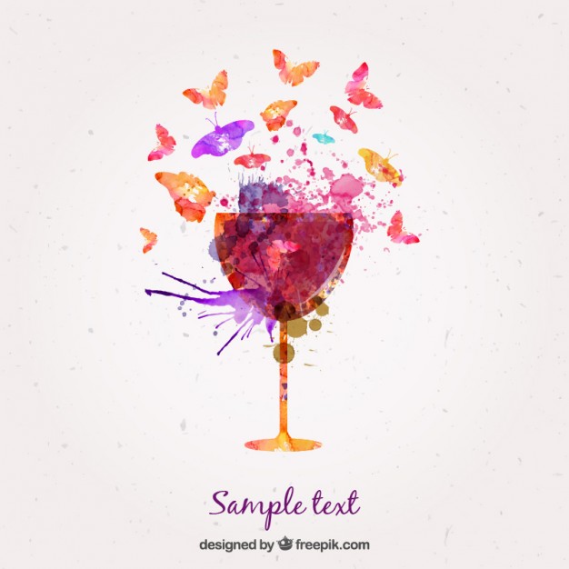 626x626 Watercolor Glass Of Wine And Butterflies Vector Free Download