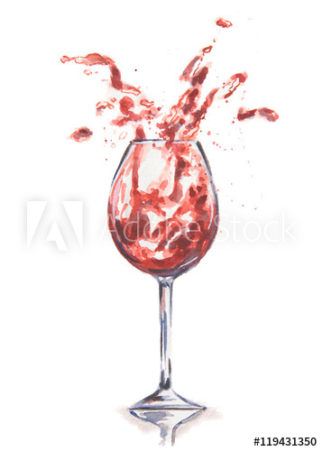 357x500 Watercolor Wine Splash. Splash In Wine Glasses. Beautiful Glasses