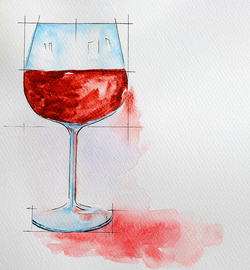 832x900 Wine Glass Painting With Watercolor Painting By Thewet Nonthachai