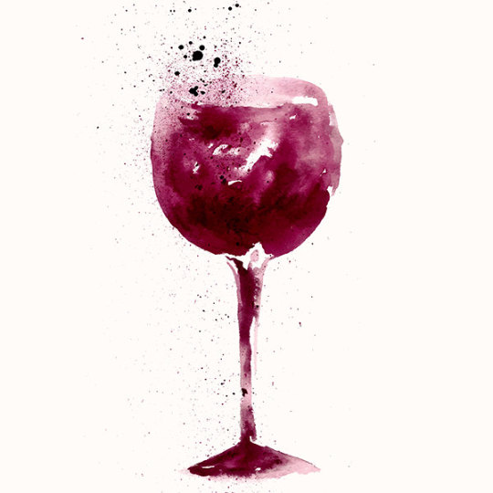 540x540 Amazing Watercolor Illustration With Wine Glass. Fine Art Print In