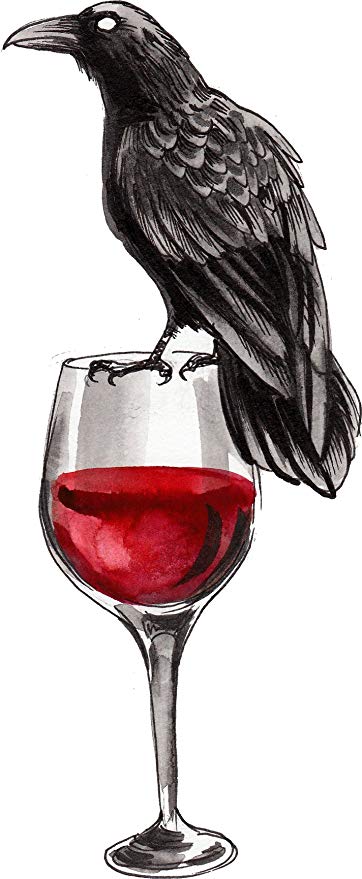 362x879 Beautiful Pen Sketch Watercolor Crow On Wine Glass Art