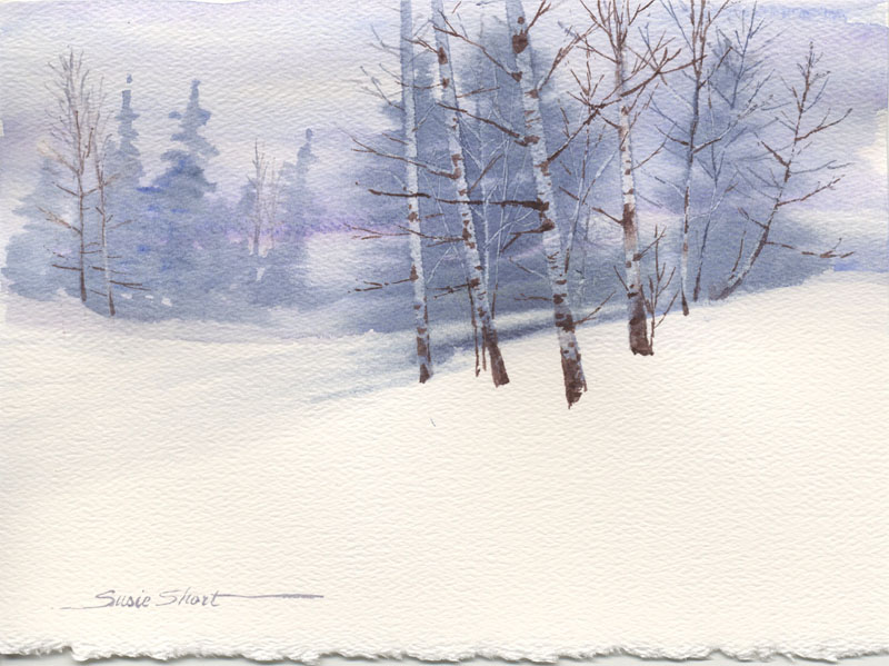800x599 Winter Landscape Watercolor Cards By Susie Short