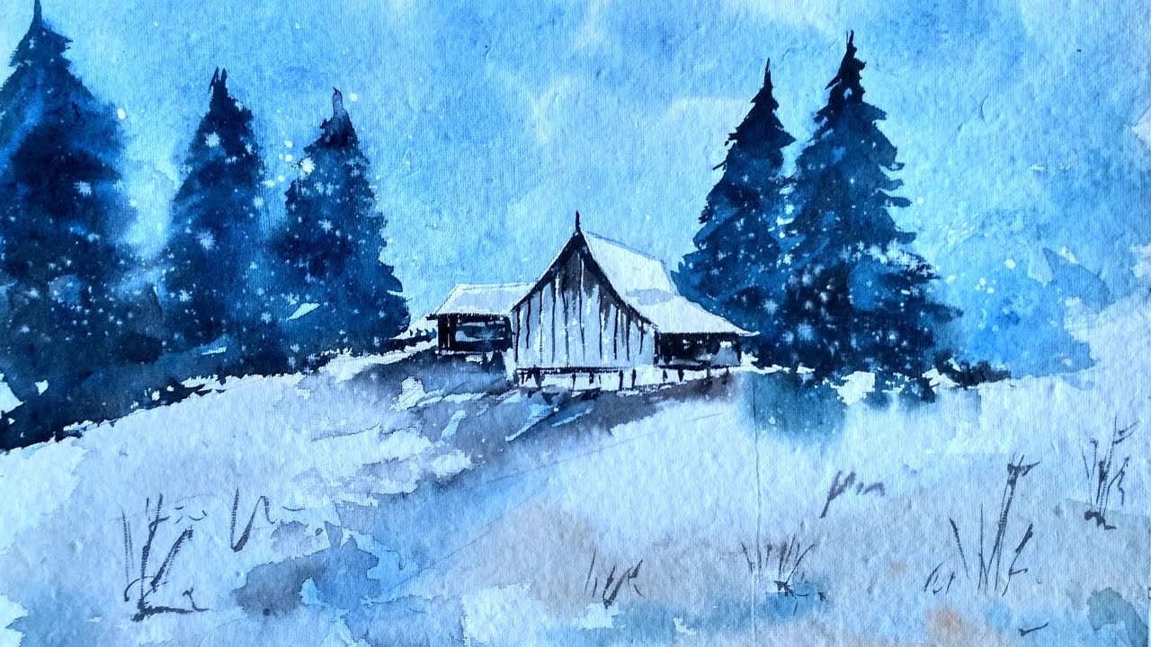 1280x720 How To Paint Watercolor Winter Landscape Paint With David