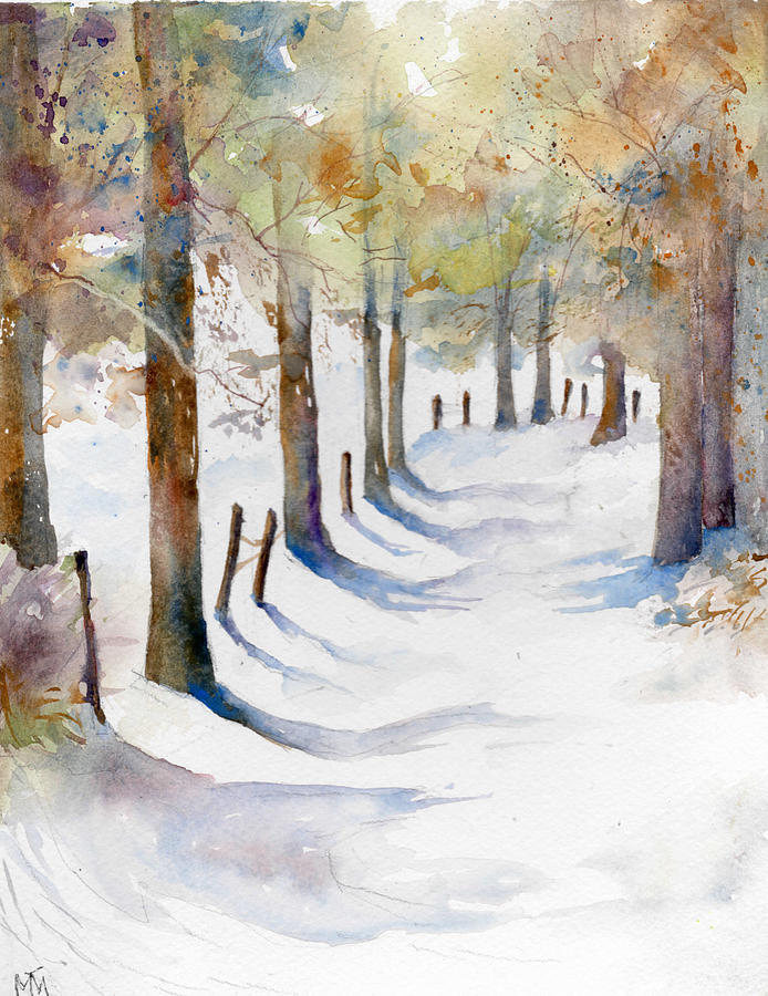 694x900 New England Winter Scene Painting By Maureen Moore