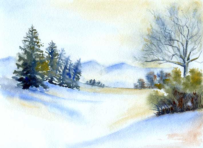 710x517 Photos Watercolor Winter Scenes,